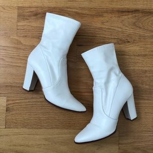 Dolce Vita White Leather Ankle Booties